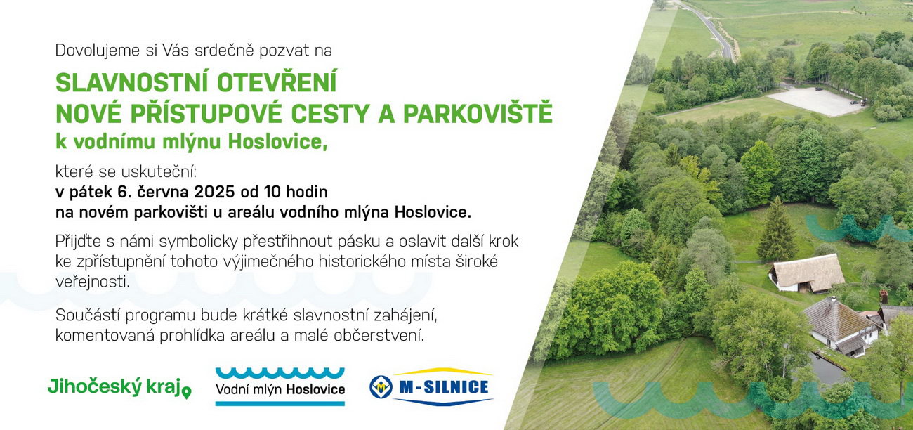 Slavnostní otevření cesty a parkoviště k vodnímu mlýnu v Hoslovicích
